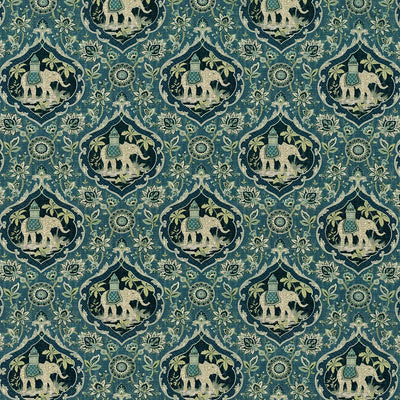 KASMIR FABRICS-ELEPHANT TALES - DENIM