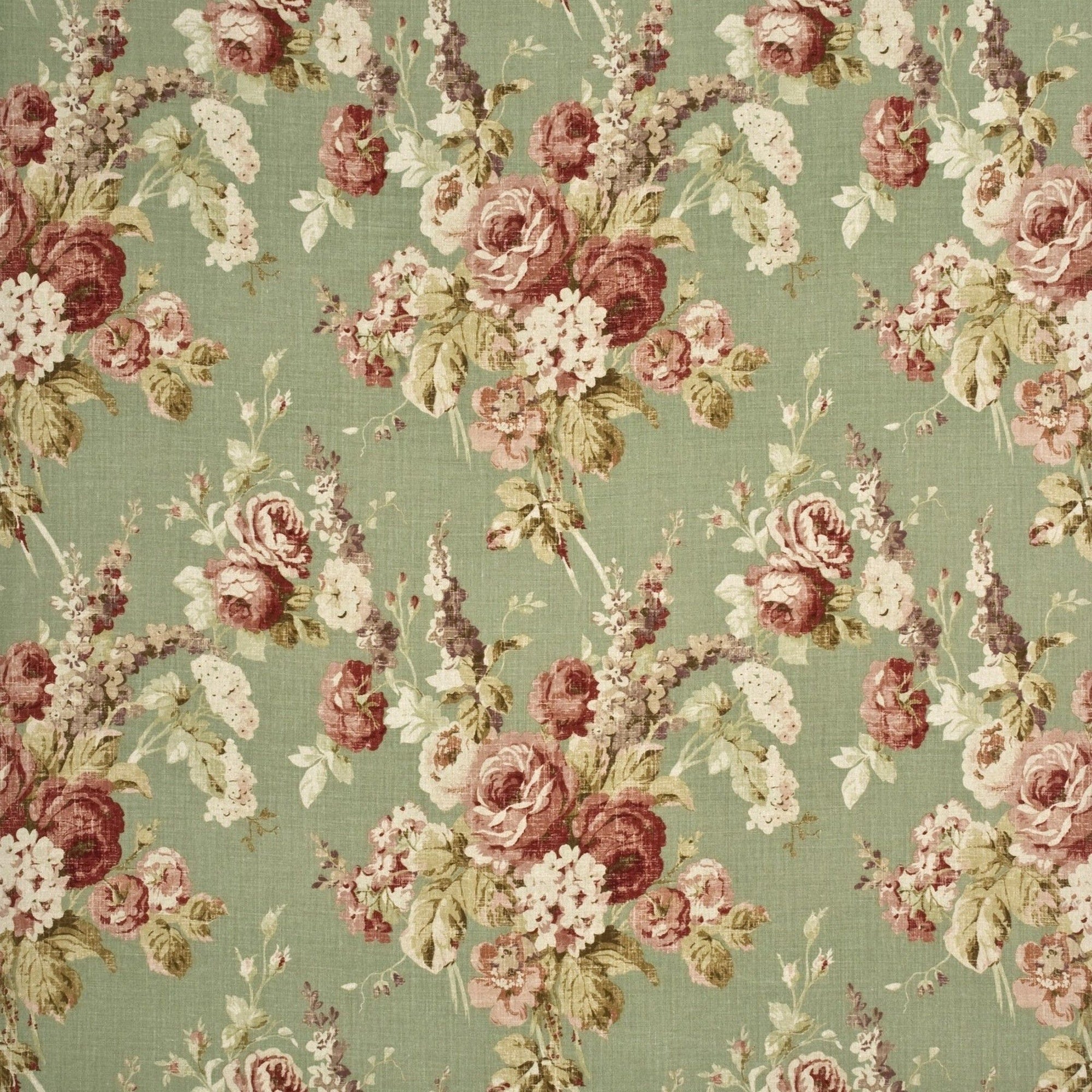 Buy MULBERRY FABRICS - VINTAGE FLORAL - CORAL/SAGE