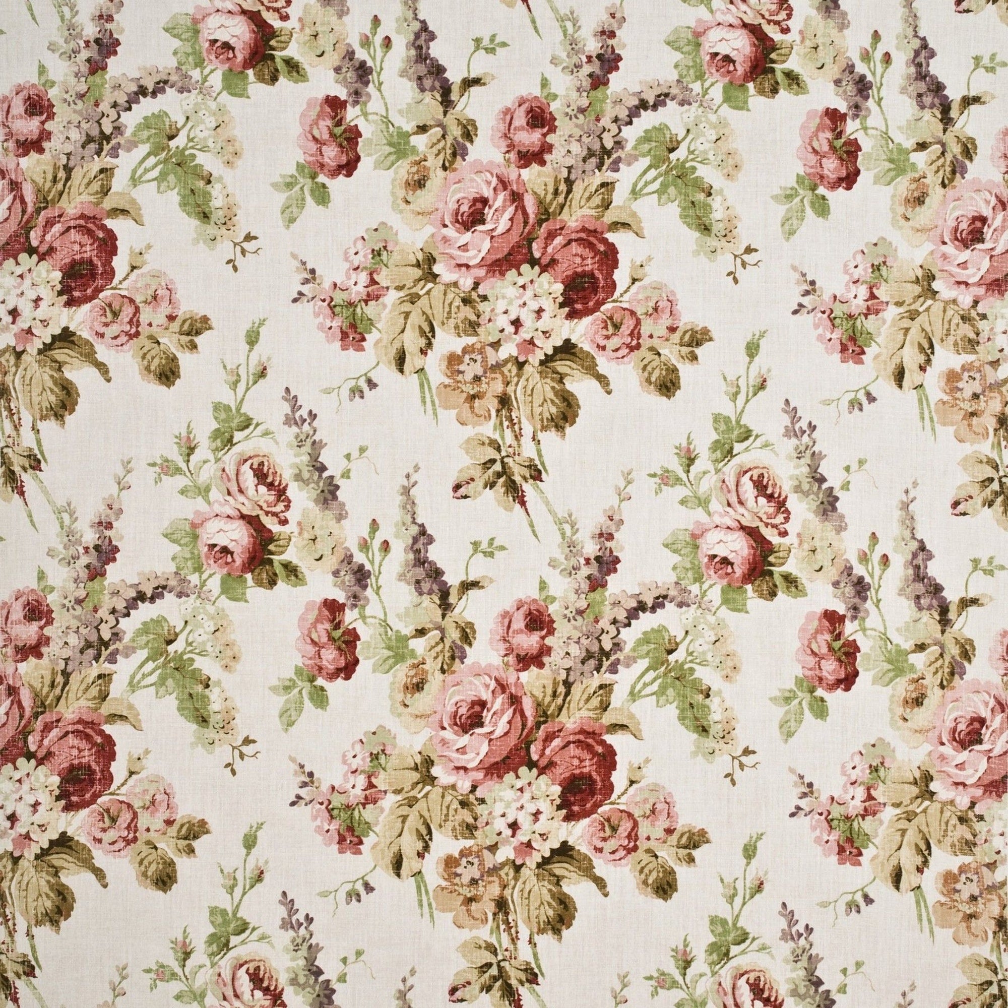 MULBERRY FABRICS - VINTAGE FLORAL - PINK/GREEN/STONE