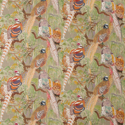 MULBERRY FABRICS - GAME BIRDS LINEN - STONE MULTI