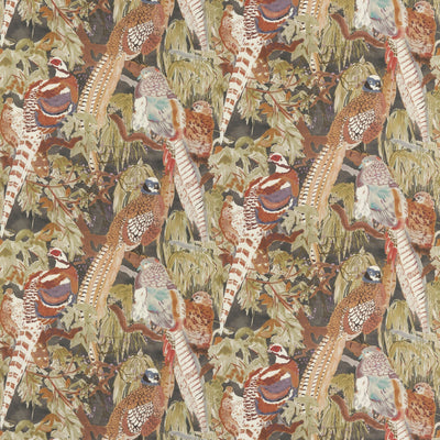 MULBERRY FABRICS - GAME BIRDS LINEN - CHARCOAL