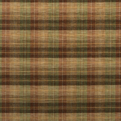 MULBERRY FABRICS - CLAN CHENILLE - BURNT ORANGE/GREEN/NUTMEG