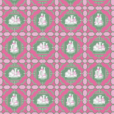 GASTON Y DANIELA FABRICS - PORCELANAS - ROSA/VERDE