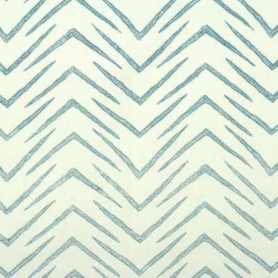 GROUNDWORKS FABRICS - HERRINGBONE - WHITE/SKY