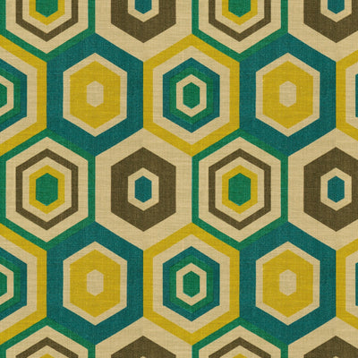 GROUNDWORKS FABRICS - HEXAGON TILE - TEAL