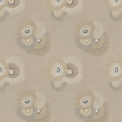 GROUNDWORKS FABRICS - BLOOM EMB - LINEN/GRAPHITE