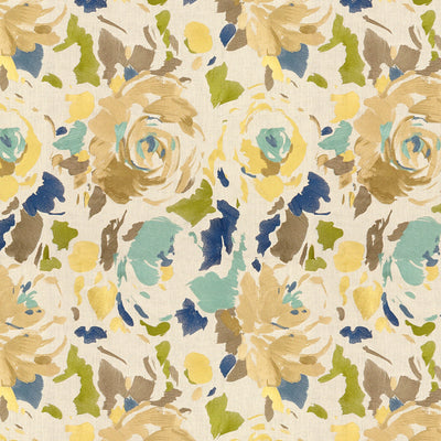GROUNDWORKS FABRICS - KALOS EMB - TEAL/BRASS