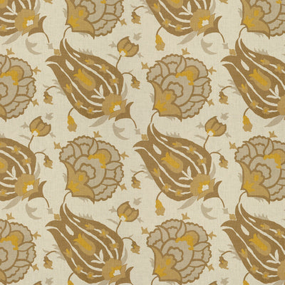 GROUNDWORKS FABRICS - TURKISH FLOWER - GREY/BRONZE