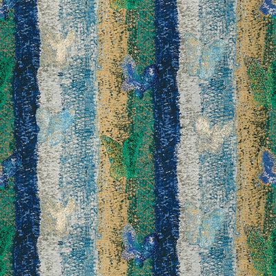 GROUNDWORKS FABRICS - FRITILLERY - BLUE/GREEN