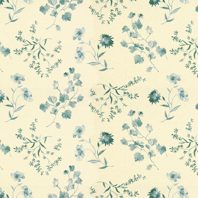 GROUNDWORKS FABRICS - FLOURISH - AQUA