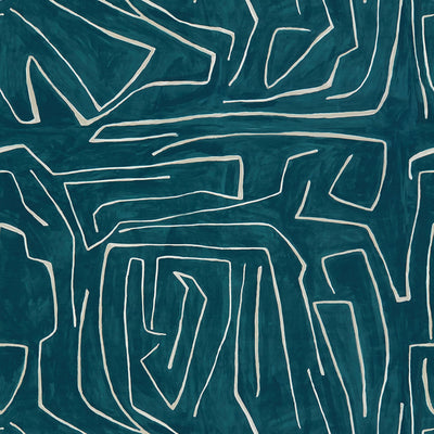 GROUNDWORKS FABRICS - GRAFFITO - TEAL/PEARL