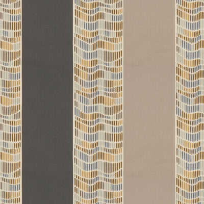 GROUNDWORKS FABRICS - CANTOR STRIPE - SMOKE/BRASS