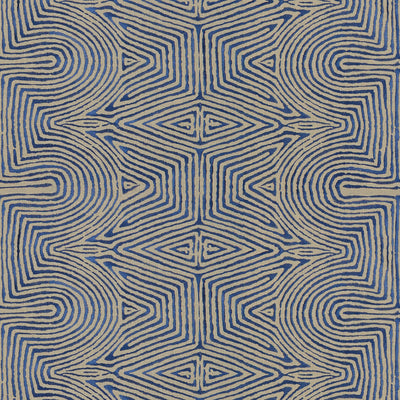 GROUNDWORKS FABRICS - JULIA EMB - FLAX/BLUE