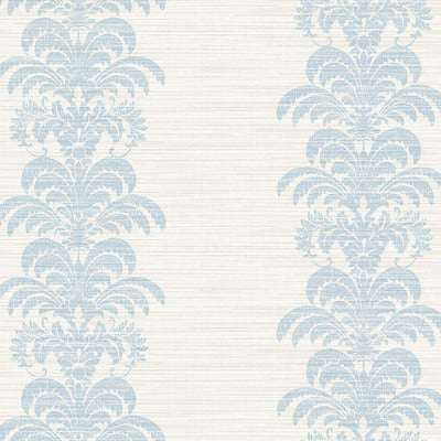 SEABROOK WALLPAPER-PALM FROND STRIPE STRINGCLOTH-BLUE FROST AND BONE WHITE-LN10502
