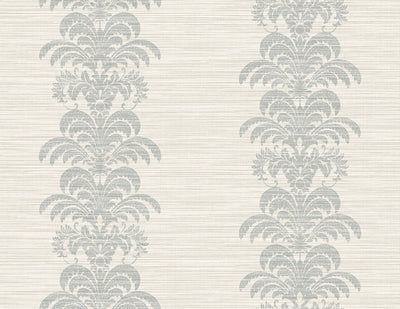 SEABROOK WALLPAPER-PALM FROND STRIPE STRINGCLOTH-COVE GRAY AND ALABASTER-LN10508