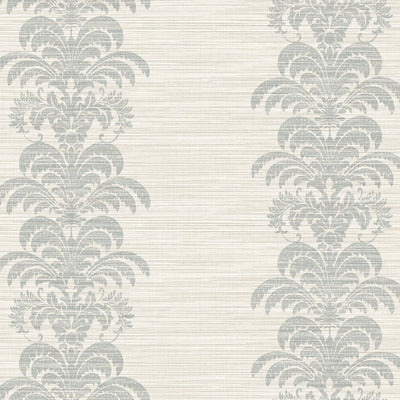 SEABROOK WALLPAPER-PALM FROND STRIPE STRINGCLOTH-COVE GRAY AND ALABASTER-LN10508