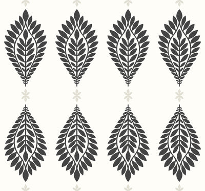 SEABROOK WALLPAPER-MIRASOL PALM FROND-EBONY AND EGGSHELL-LN10600