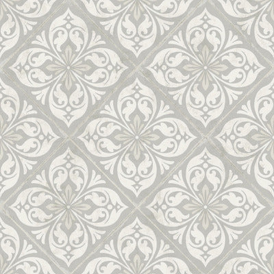 SEABROOK WALLPAPER-PLUMOSA TILE-COVE GRAY AND SILVER-LN11008