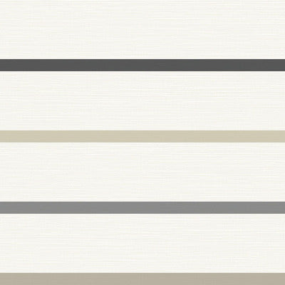 SEABROOK WALLPAPER-CREW STRIPE-IVORY, WROUGHT IRON, AND SAND DOLLAR-LN11400