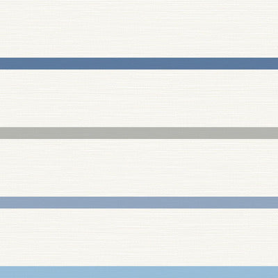 SEABROOK WALLPAPER-CREW STRIPE-AIR FORCE BLUE, GRAY, AND EGGSHELL-LN11402