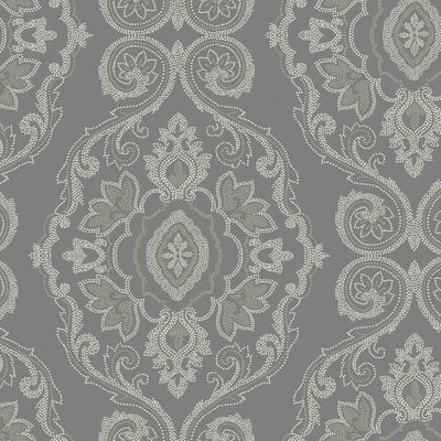 SEABROOK WALLPAPER-NAUTICAL DAMASK-BLACK SANDS-MB30300