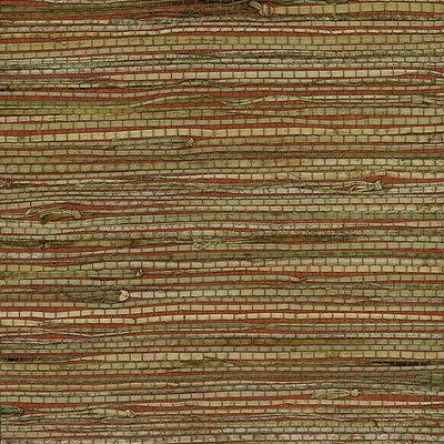 SEABROOK WALLPAPER-RUSHCLOTH-RED, TAN-NR161X