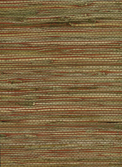 SEABROOK WALLPAPER-RUSHCLOTH-RED, TAN-NR161X