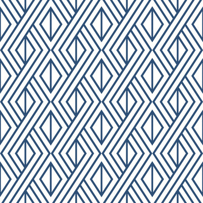 SEABROOK WALLPAPER-NAVY DIAMOND GEOMETRIC-NAVY & WHITE-NW30106