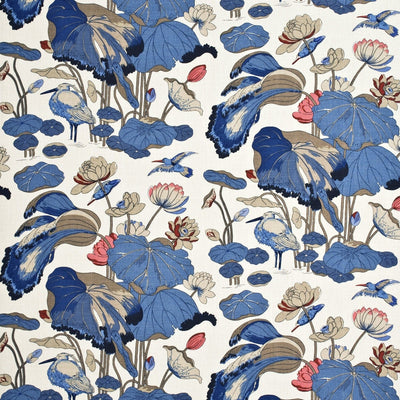 G P & J BAKER FABRICS - NYMPHEUS - LINEN - INDIGO/MARINE/LINEN