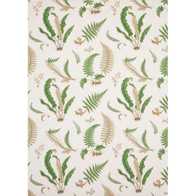 G P & J BAKER FABRICS - FERNS LINEN - STONE/GREEN