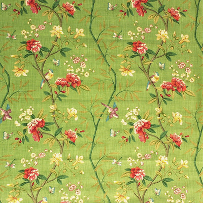G P & J BAKER FABRICS - PEONY & BLOSSOM - APPLE GREEN/BRICK
