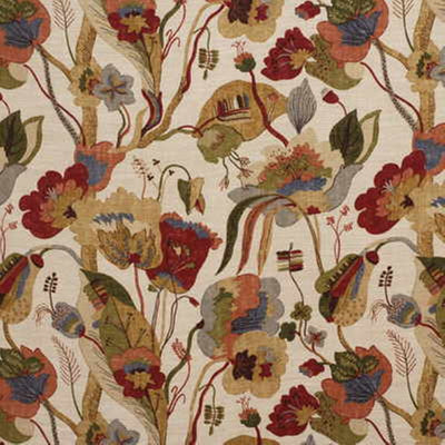 G P & J BAKER FABRICS - CALIFORNIA - RED/CREAM