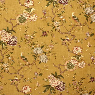 G P & J BAKER FABRICS - ORIENTAL BIRD - GOLD