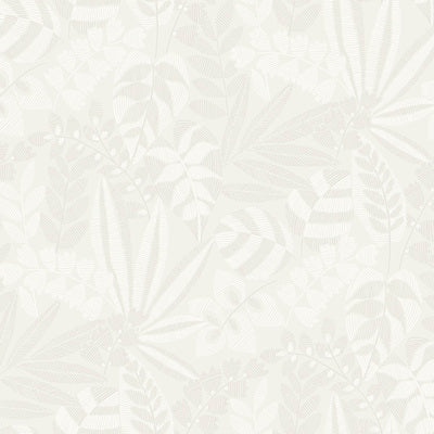 SEABROOK WALLPAPER-BOTANICA STRIPED LEAVES-GRAY MIST AND IVORY-RY30600