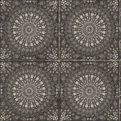 SEABROOK WALLPAPER-MANDALA BOHO TILE-BRUSHED EBONY AND STONE-RY30700