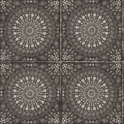 SEABROOK WALLPAPER-MANDALA BOHO TILE-BRUSHED EBONY AND STONE-RY30700