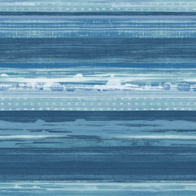 SEABROOK WALLPAPER-HORIZON BRUSHED STRIPE-WASHED DENIM AND SKY BLUE-RY31302