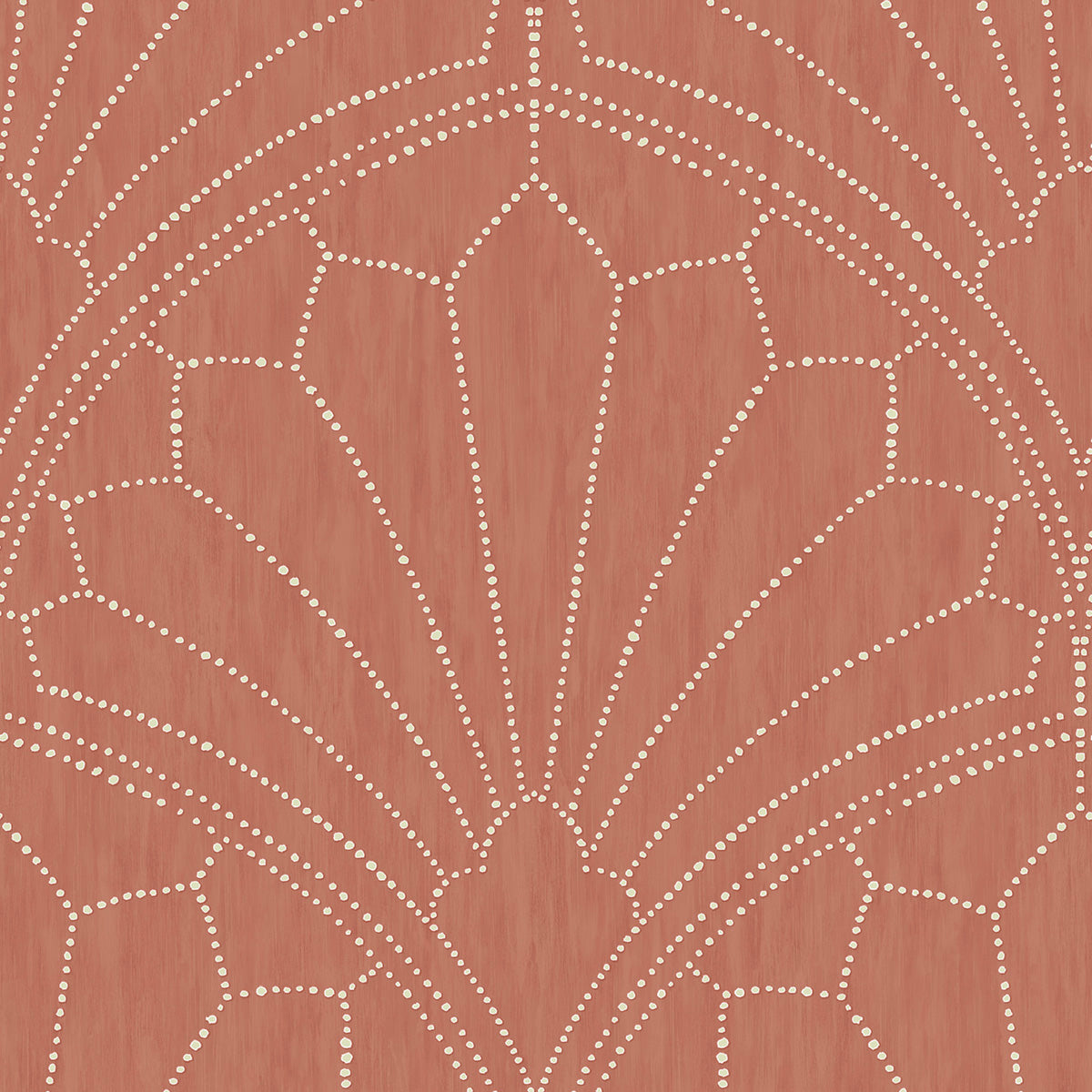 SEABROOK WALLPAPER-SCALLOP MEDALLION-REDWOOD AND IVORY-RY31501