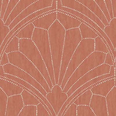 SEABROOK WALLPAPER-SCALLOP MEDALLION-REDWOOD AND IVORY-RY31501
