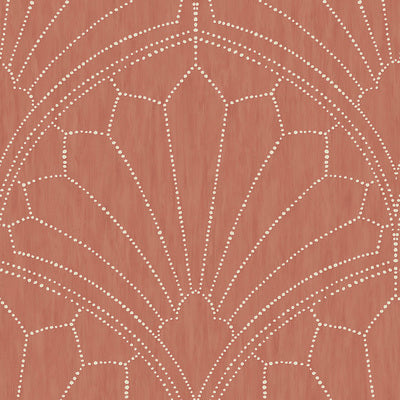 SEABROOK WALLPAPER-SCALLOP MEDALLION-REDWOOD AND IVORY-RY31501