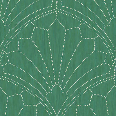 SEABROOK WALLPAPER-SCALLOP MEDALLION-JADE AND IVORY-RY31504