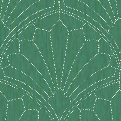 SEABROOK WALLPAPER-SCALLOP MEDALLION-JADE AND IVORY-RY31504