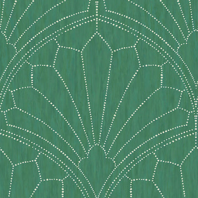 SEABROOK WALLPAPER-SCALLOP MEDALLION-JADE AND IVORY-RY31504